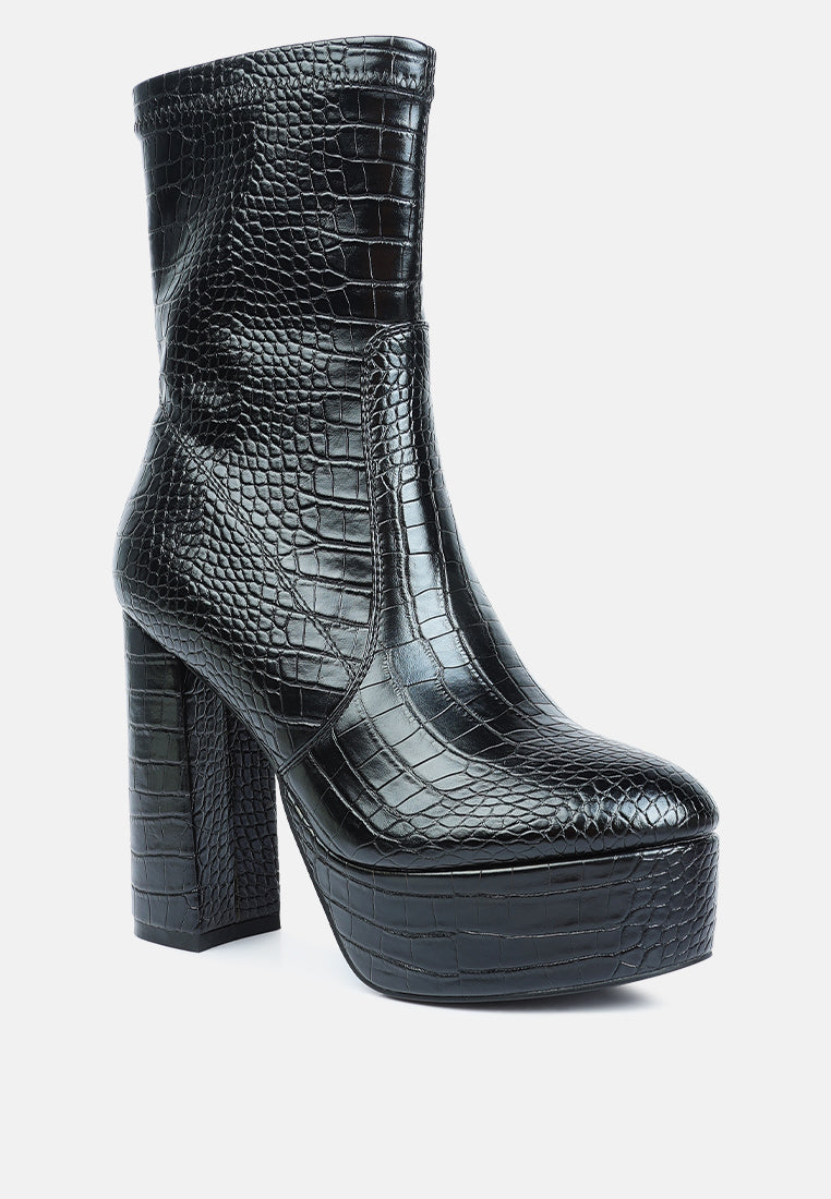London Rag International croc pattern ankle boots with chunky heels for stylish footwear