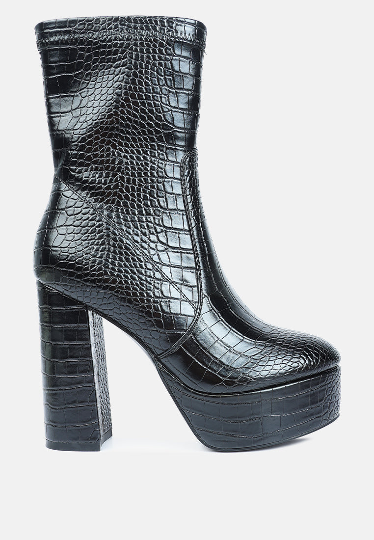 London Rag International croc pattern ankle boots with chunky heel for stylish fall looks