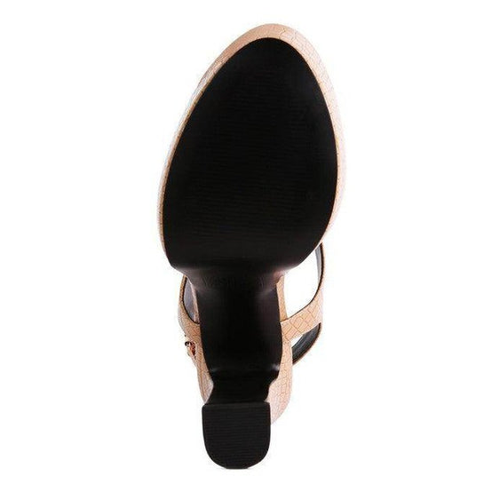 Sole view of Rag Company croc textured high heels with elegant design for stylish women's footwear