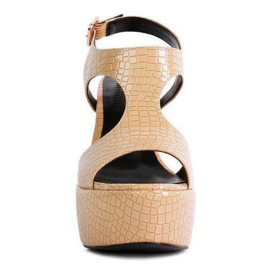 Rag Company croc textured high heels with open toe design and adjustable strap for stylish elevation