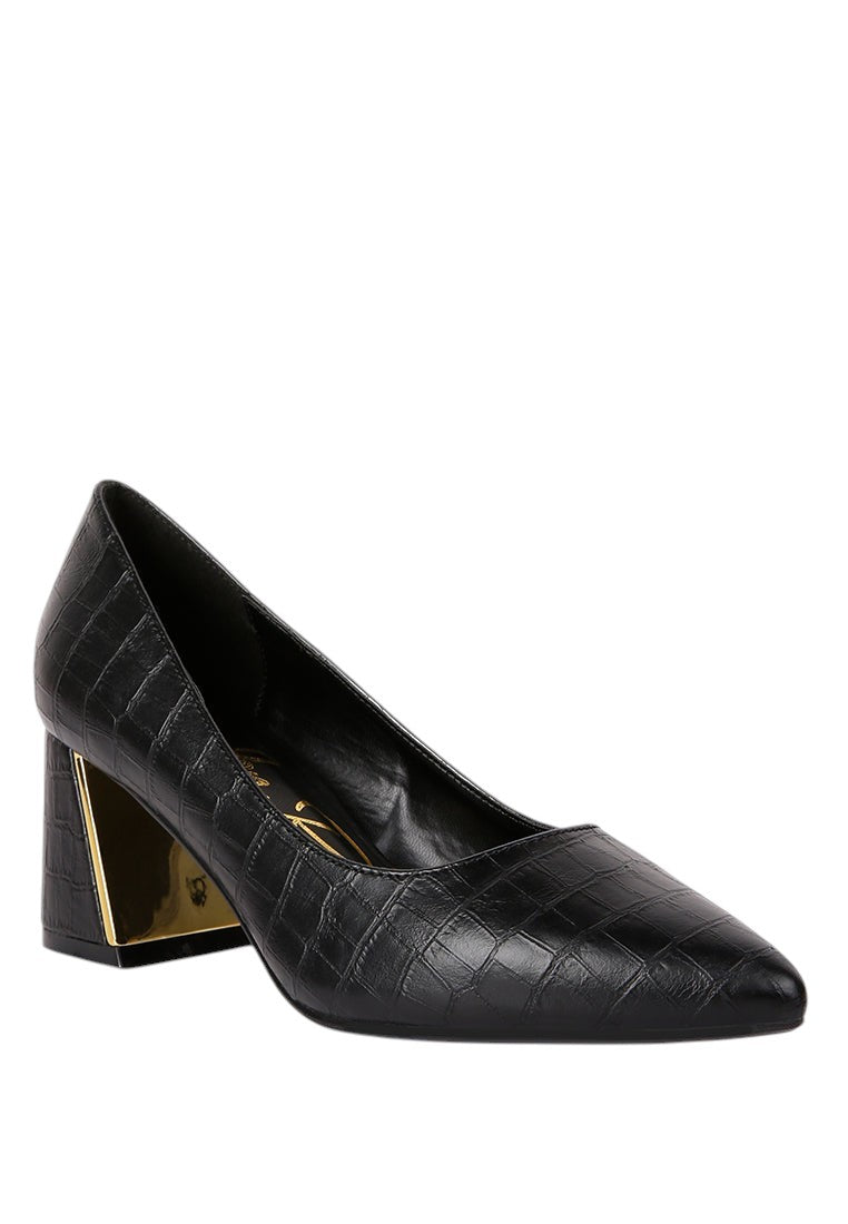 Emersyn Croc Block Heel Pump Shoes