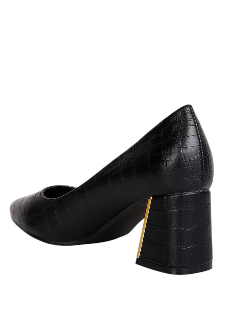Emersyn Croc Block Heel Pump Shoes