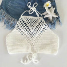 White crochet crop top for summer, perfect beachwear accessory