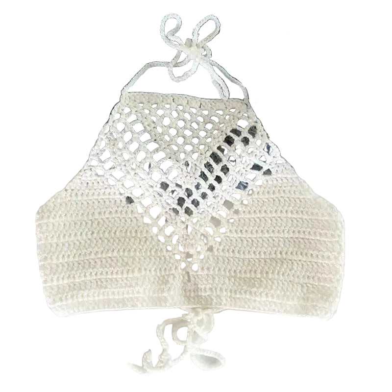 Women's white crochet crop top for summer beach outings