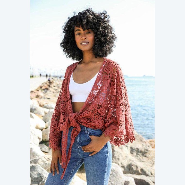 Crochet Floral Petal Kimono Wrap - VacationGrabs