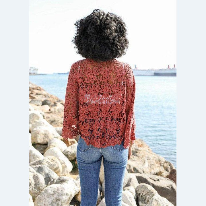 Crochet Floral Petal Kimono Wrap - VacationGrabs