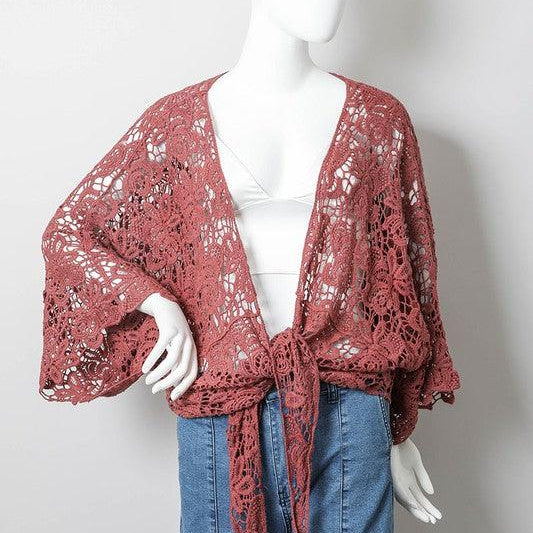 Women's Accessories Crochet Floral Petal Kimono Wrap