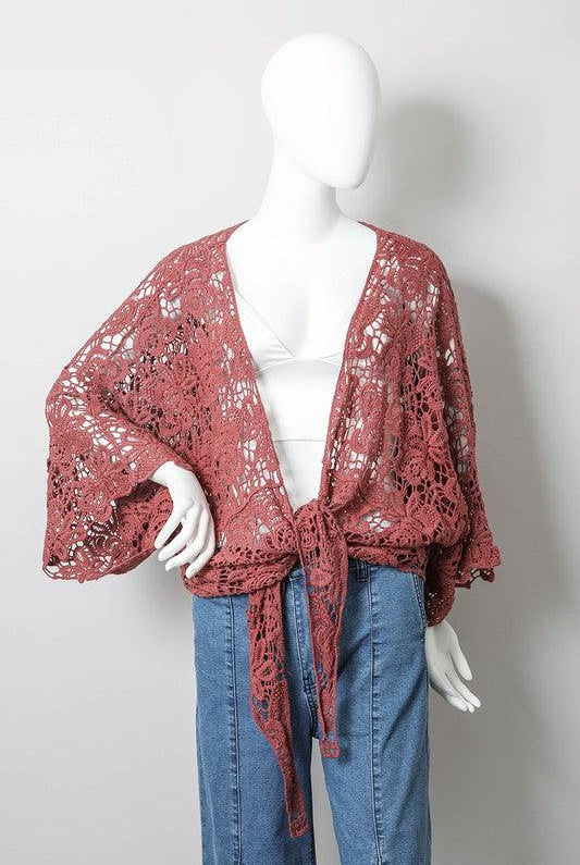 Women's Accessories Crochet Floral Petal Kimono Wrap