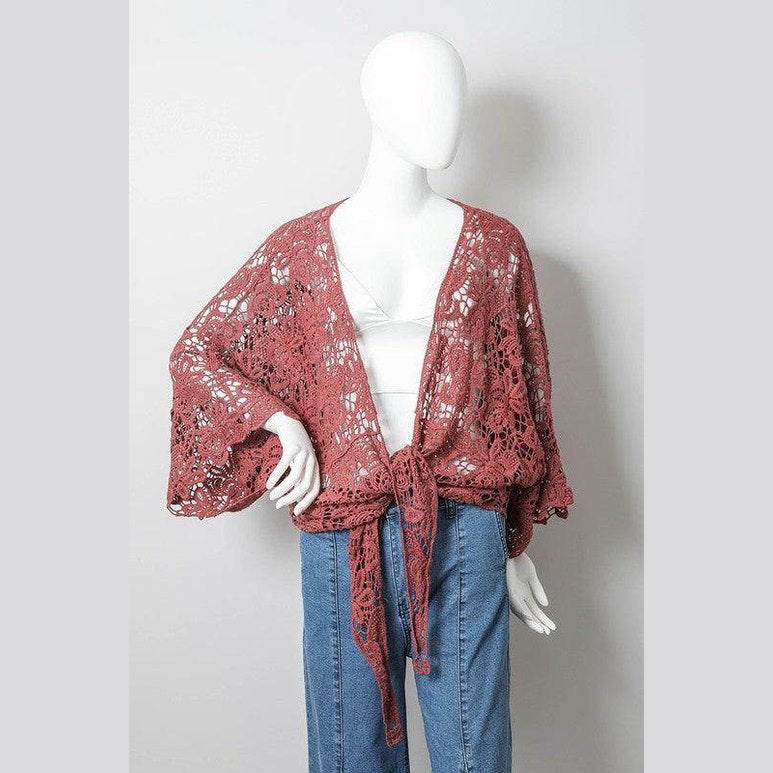 Crochet Floral Petal Kimono Wrap - VacationGrabs