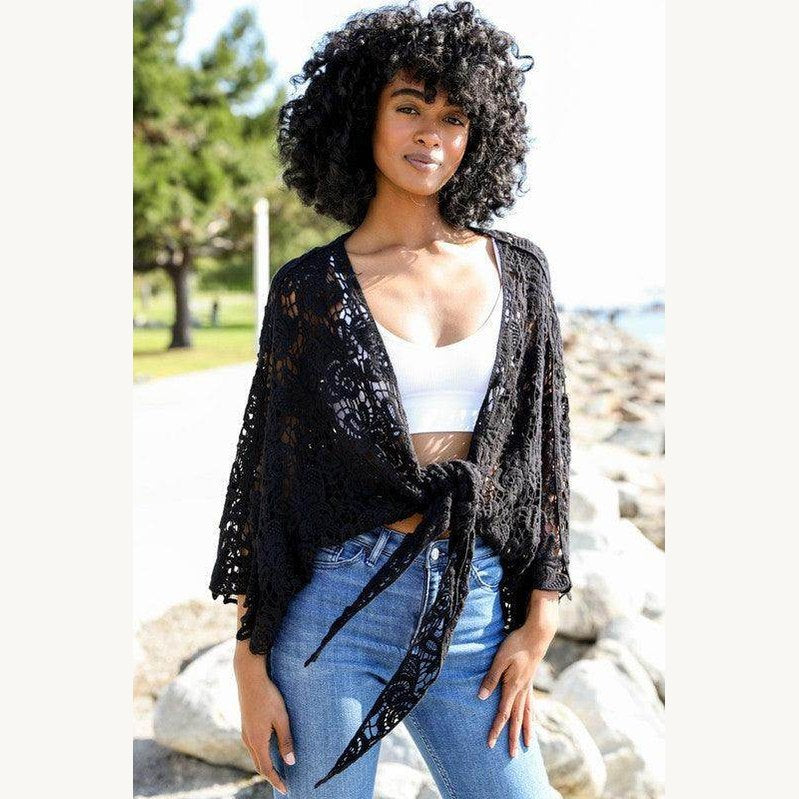 Crochet Floral Petal Kimono Wrap - VacationGrabs