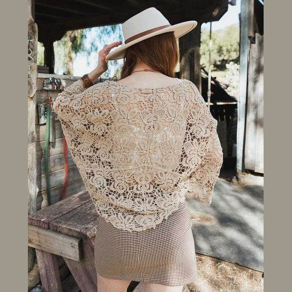 Crochet Floral Petal Kimono Wrap - VacationGrabs