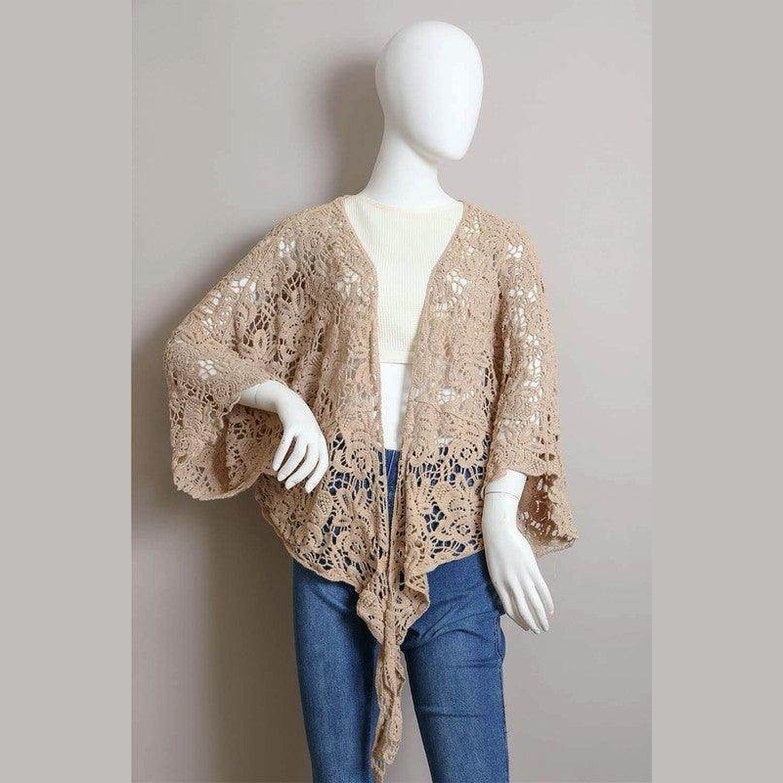 Crochet Floral Petal Kimono Wrap - VacationGrabs