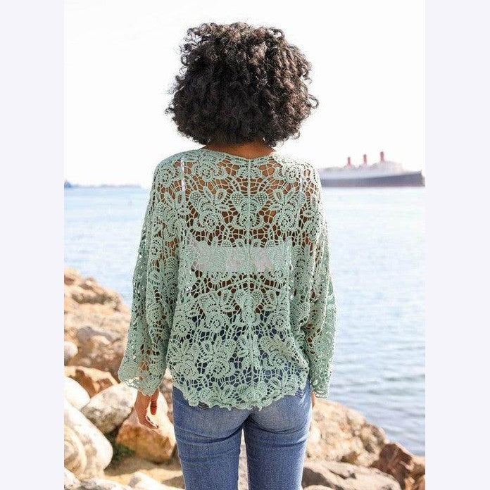 Crochet Floral Petal Kimono Wrap - VacationGrabs