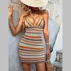 women's crochet knit halter dress, stylish summer beachwear