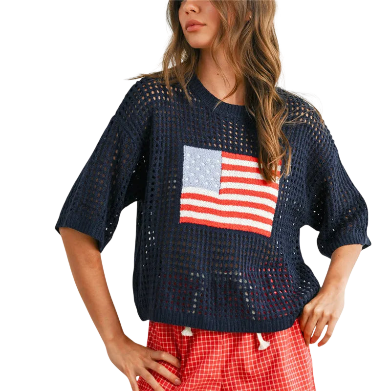 Crochet Sweater Pattern with American Flag Design