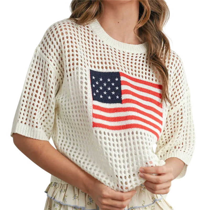 Crochet Sweater Pattern with American Flag Design