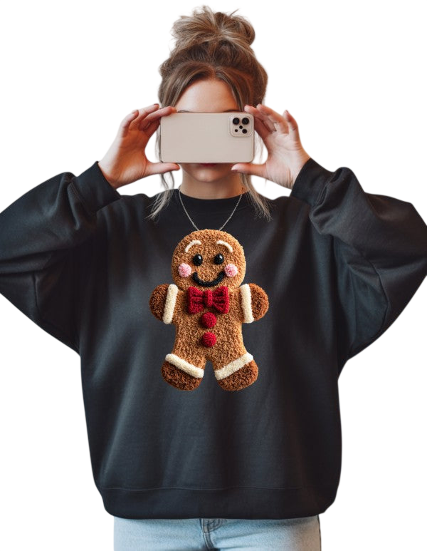 Crochet Latch Hook Gingerbread Graphic Sweatshirt