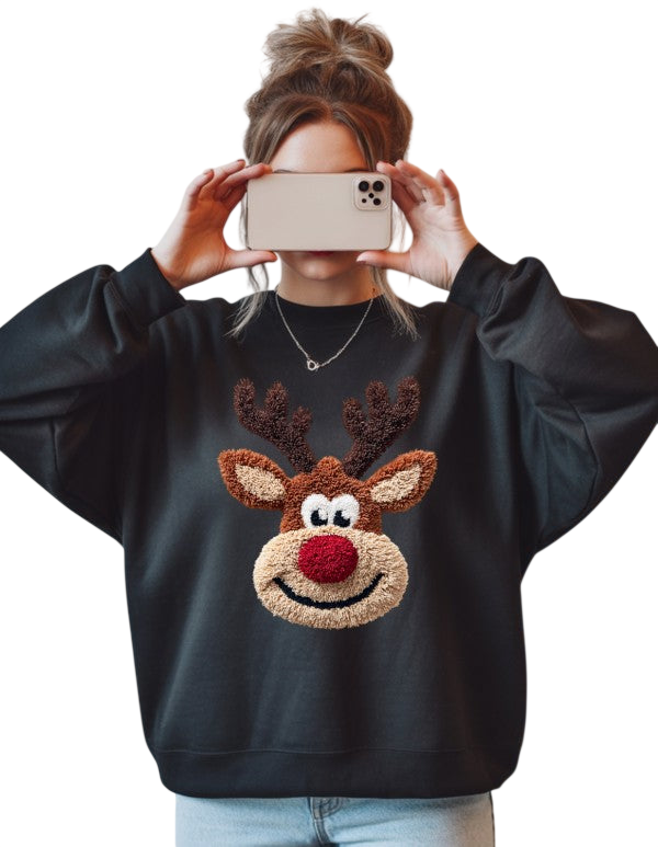 Crochet Latch Hook Reindeer Graphic Sweatshirt