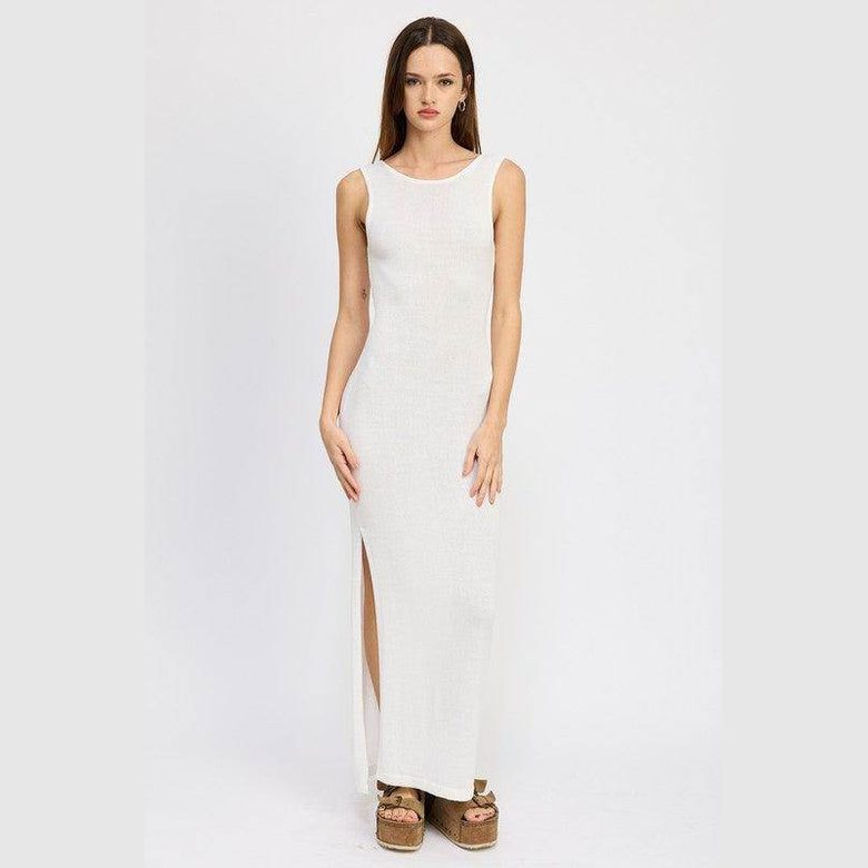 Crochet Maxi Dress With Back Tie Detail - VacationGrabs