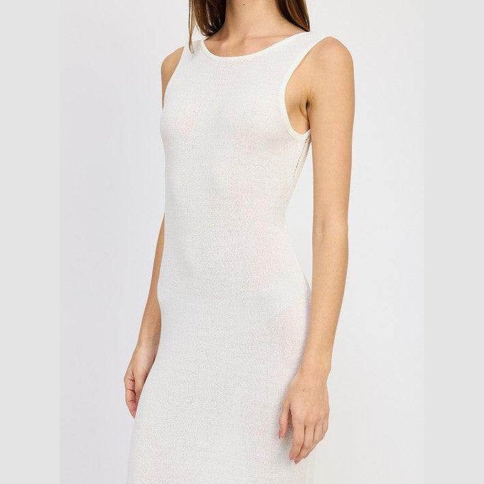 Crochet Maxi Dress With Back Tie Detail - VacationGrabs