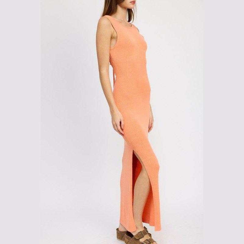Crochet Maxi Dress With Back Tie Detail - VacationGrabs