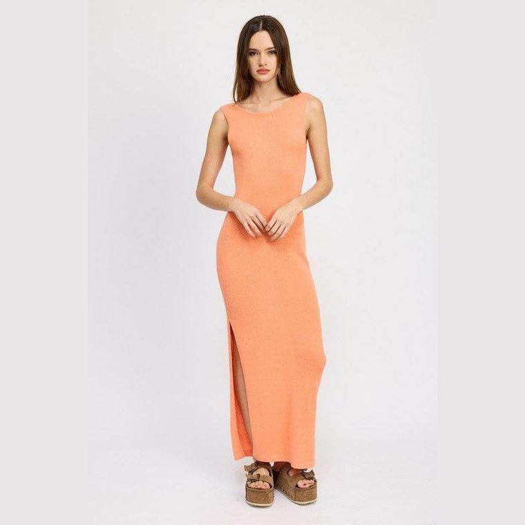Crochet Maxi Dress With Back Tie Detail - VacationGrabs