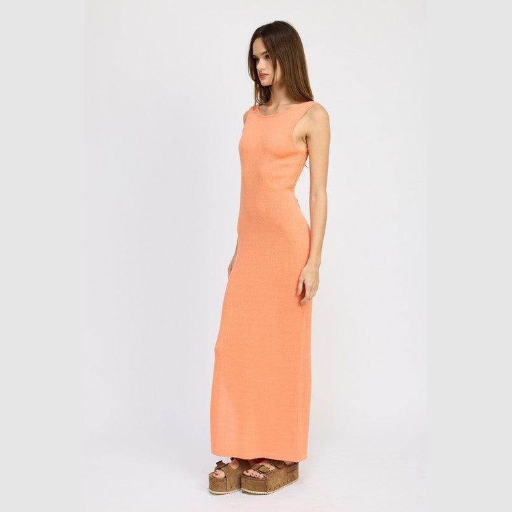 Crochet Maxi Dress With Back Tie Detail - VacationGrabs