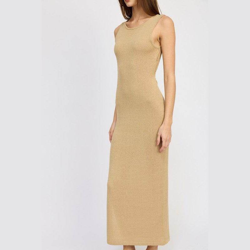 Crochet Maxi Dress With Back Tie Detail - VacationGrabs