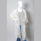 Crochet Open Patch Longline Kimono - VacationGrabs