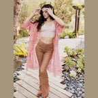 Crochet Open Patch Longline Kimono - VacationGrabs