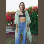 Crochet Open Patch Longline Kimono - VacationGrabs