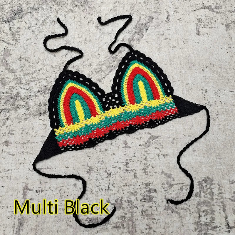 Multi Black crochet top crochet, colorful design for summer outings