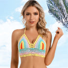 Colorful crochet top crochet, perfect for beach vacations or summer parties