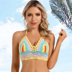 Colorful crochet top crochet, perfect for beach vacations or summer parties