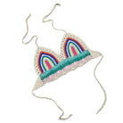 Multi beige crochet top crochet with colorful rainbow design for summer wear