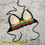 Push up multi black crochet top crochet with colorful patterns for summer wear