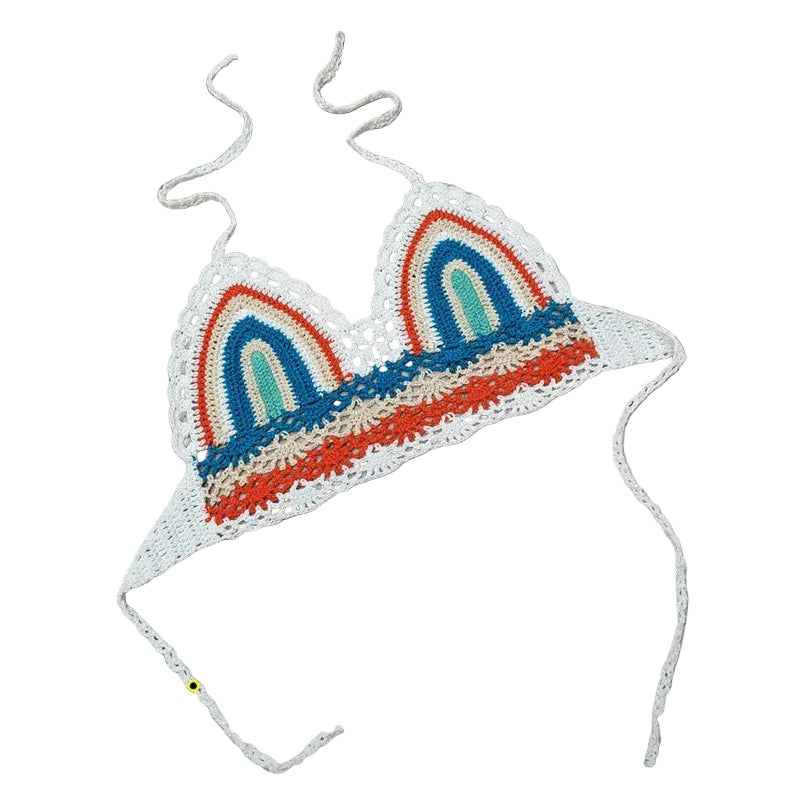 Multi white crochet top crochet with colorful patterns for summer wear