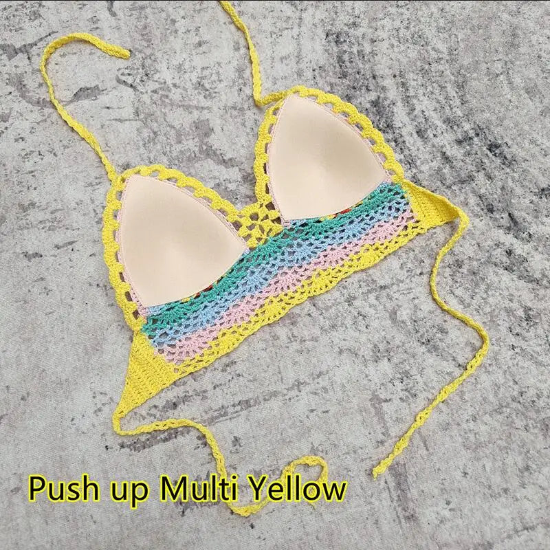 Crochet top crochet in multi yellow, perfect for summer beachwear