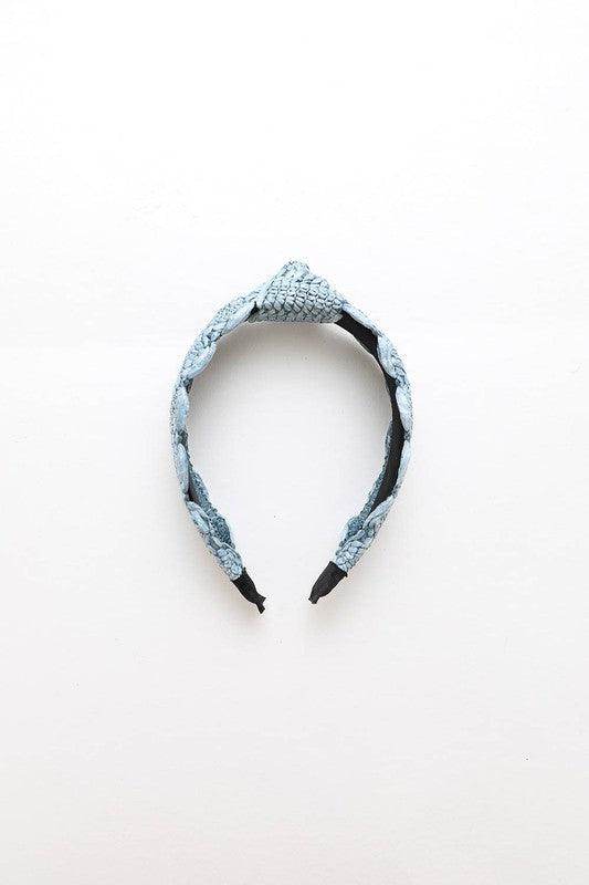 Leto Accessories crochet trim fashion headband in blue with a stylish design for women