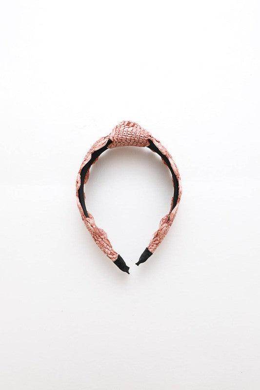 Leto Accessories crochet trim fashion headband in soft pink for stylish hair styling