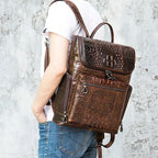crocodile-pattern leather laptop travel backpack (photo 5 of 10)