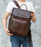 crocodile-pattern leather laptop travel backpack (photo 6 of 10)