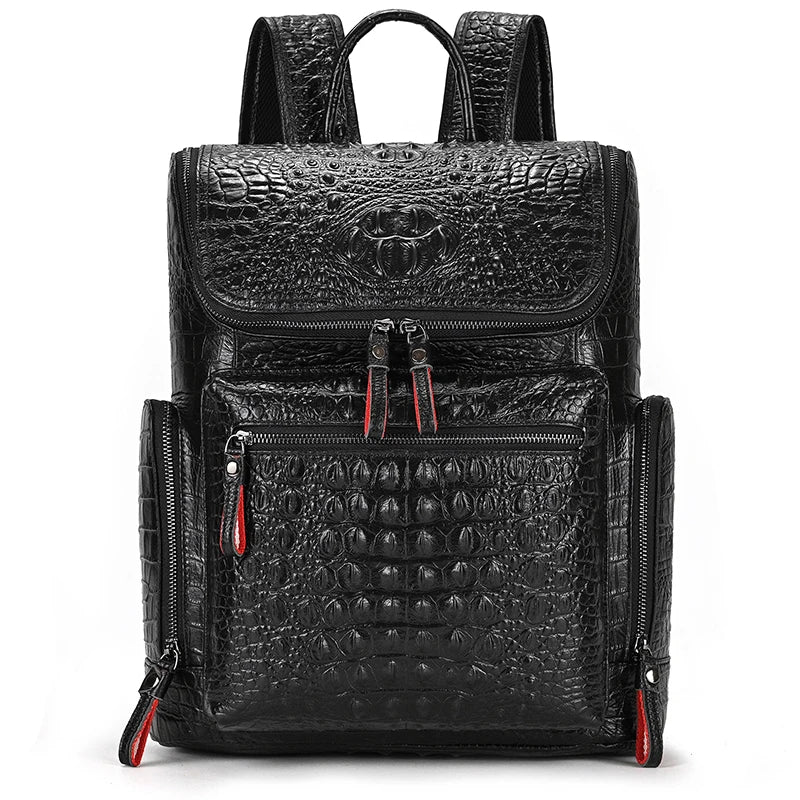 crocodile-pattern leather laptop travel backpack (photo 8 of 10)