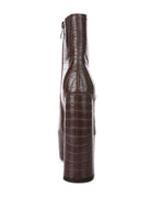 Rag Company crocodile pattern platform boots in brown with a sleek silhouette and stylish design