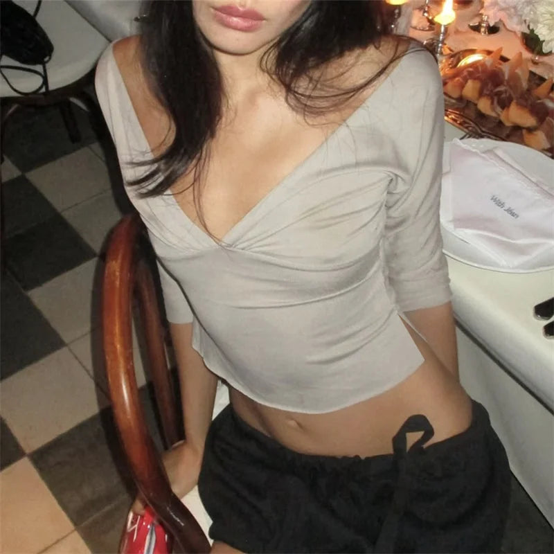 Women's beige crop top in soft fabric for casual outings