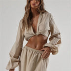 Women's beige crop top in lightweight fabric, perfect for summer outings