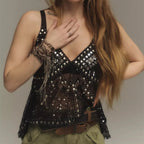 Women's sequined black crop top for a stylish night out