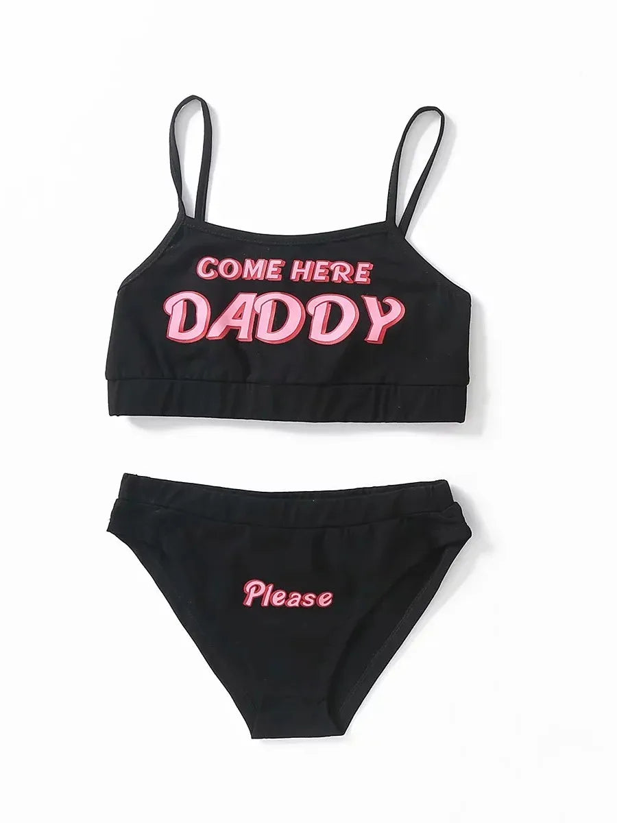 Women's black crop top bikini set for beach outings