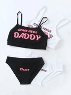 Women's black and white crop top set for summer fun