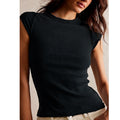 Women's black ribbed crop top for casual summer outfits